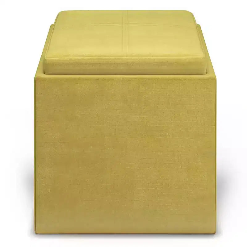 Pouffe de rangement cube avec plateau