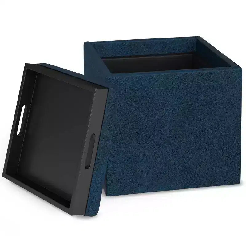 Pouffe de rangement cube avec plateau