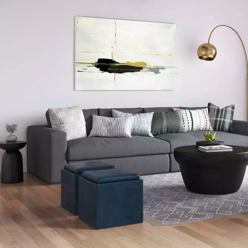 Pouffe de rangement cube avec plateau