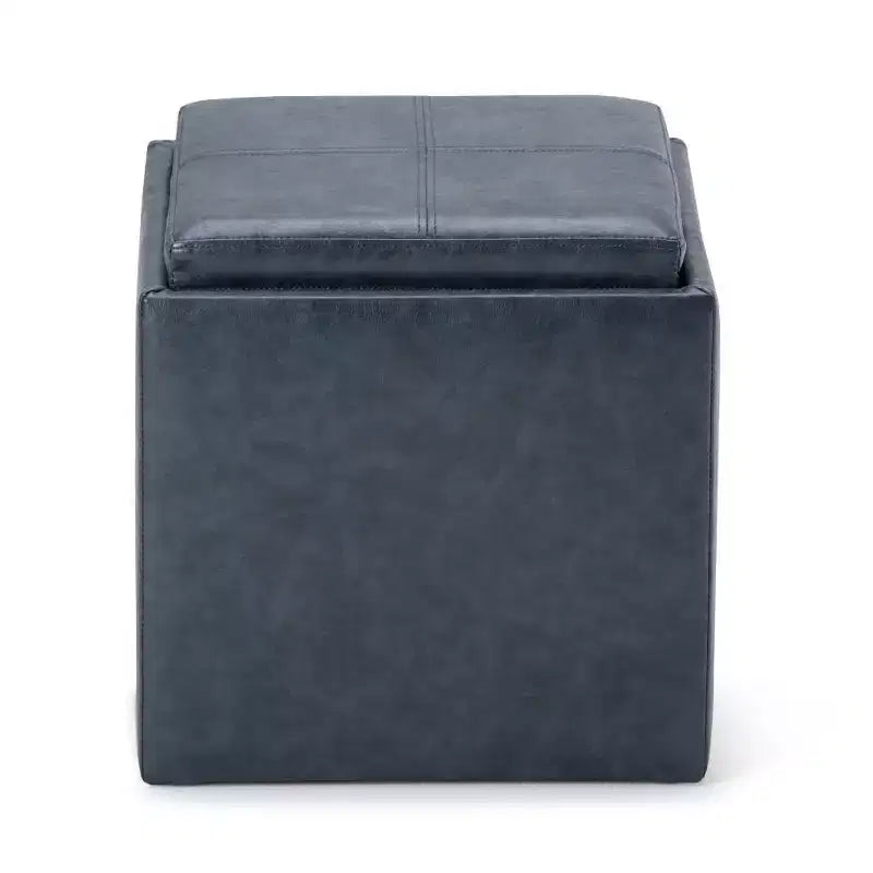 Pouffe de rangement cube avec plateau