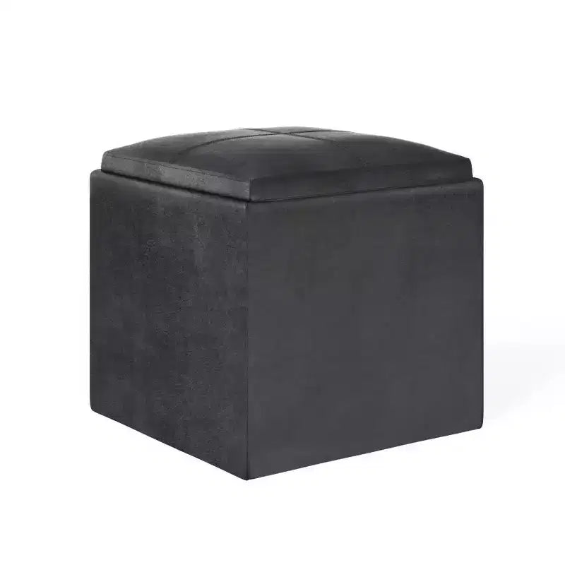 Pouffe de rangement cube avec plateau