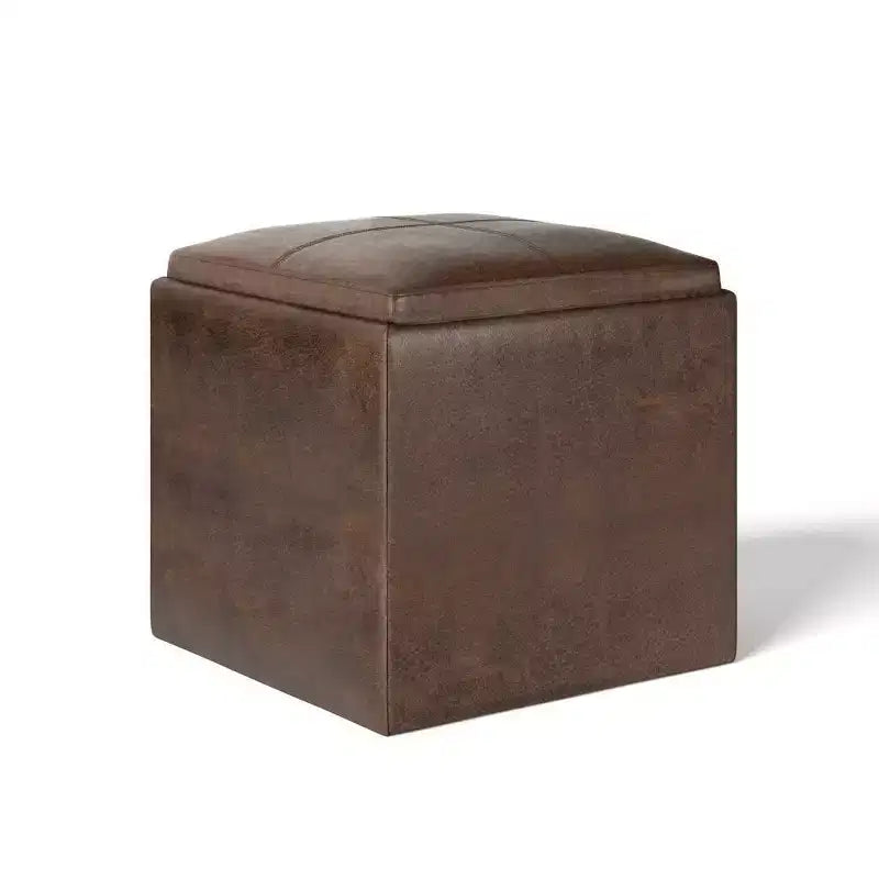 Pouffe de rangement cube avec plateau