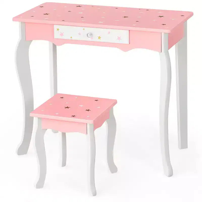 Coiffeuse enfant princesse, avec chaise et miroir triptyque