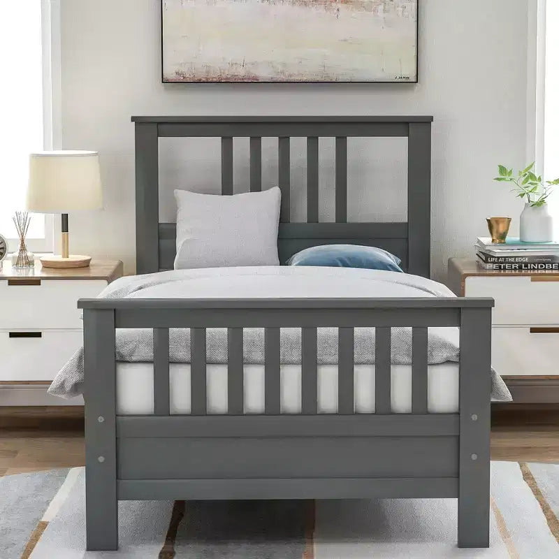 Lit plateforme en bois double/simple avec tête et pied de lit