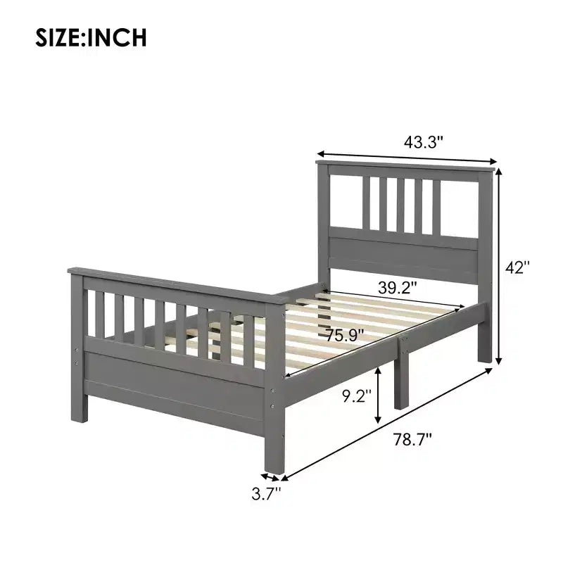 Lit plateforme en bois double/simple avec tête et pied de lit